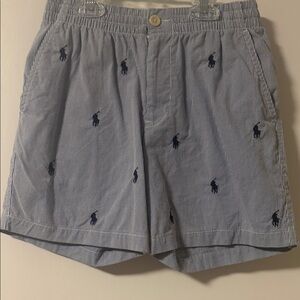 Ralph Lauren Blue and White Striped Polo Pony Embroidered Shorts Boys size 8 EUC